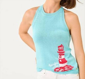 Lilly Pulitzer Emra Sweater Tank Top In Day Dream Blue Lighthouse Jacquard