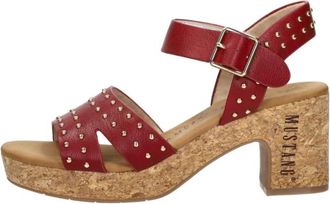 Mustang High Heel Sandalen - Dames - Sandalen met hakken - Rood - 41 EU - Schoenen