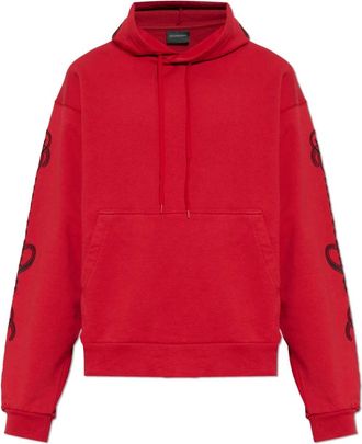 Balenciaga Hoodies, male, Red, Size: XL Cursive Oversized Hoodie