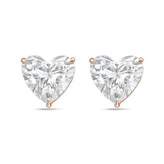 Diana M. Jewels 14Kt Rose Gold 12.00 cts Lab Grown Heart shaped Diamond Studs