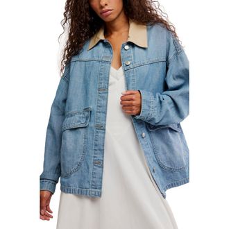 Free People Lemon Denim Chore Jacket in Berry Blues at Nordstrom, Size X-Small