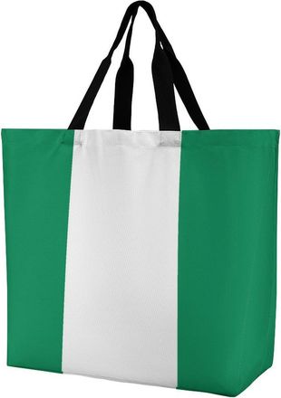 Generic Nigeria Flag Reusable Shopping Bags Large Capacity Grocery Bag Heavy Duty Tote for Women 40x40x16cm