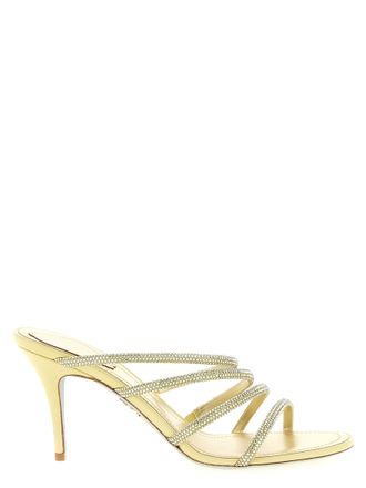 Rene Caovilla Gold Viscose Stiletto Heel Womens Sandals