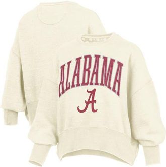 Pressbox Womens Pressbox Natural Alabama Crimson Tide Oversized Waist-Length Crewneck Sweatshirt at Nordstrom, Size Xx-Large