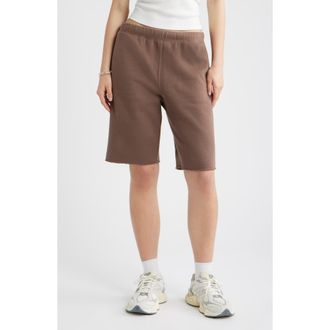 BP. Long Fleece Sweat Shorts in Brown Quartz at Nordstrom, Size Xx-Small