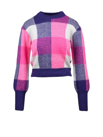 MC2 Saint Barth Short Crew Neck Sweater with Bold Checkered Pattern