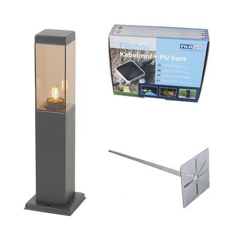 QAZQA Qazqa Moderno Farola De Exterior Moderna Gris Oscuro Con Humo 45 Cm - Malios Acero Inoxidable /pl&aacute;stico Alargada Adecuado Para Led Max. 1 X 60 Watt