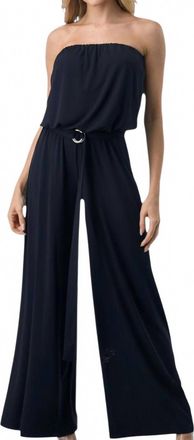 Ariella Wide Leg Jumpsuit With Ring Belt In Navy
