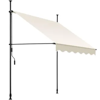 TecTake Awning with hand crank - pressure fitted, height adjustable in Beige | Size: 300 cm x 180 cm