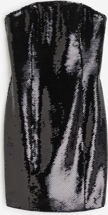 H&M Bandeau-Kleid mit Pailletten - Schwarz