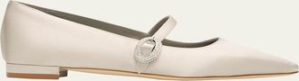 Manolo Blahnik Auluspla Satin Embellished Mary Jane Ballerina Flats
