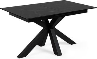 Koketto Home Mesa extensible porcelánica de 120cm tapa negro patas negro