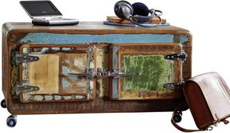 Massivmoebel24 tavolino da salotto in legno di Legno riciclato 90x60x40 multicolore laccato FREEZY 20