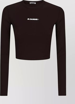 Jil Sander cropped slim-fit long-sleeve logo-print top