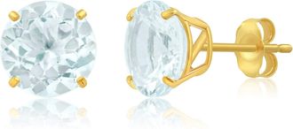 MAX + STONE 14k Yellow Gold 9mm Round Cut Gemstone Stud Earrings