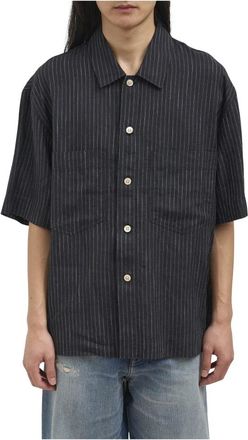 Sunflower Adam Shirt - Heren - Korte mouwen Overhemden - Zwart - L - Linnen - Overhemden