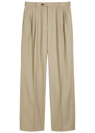 Ronny Kobo Soprano Pleated Straight-leg Woven Trousers - Taupe - 14 (UK16 / XL)