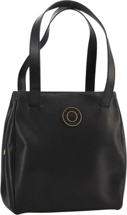 Celine Circle Logo Handbag Leather Black Leather Bag (Pre-Owned)