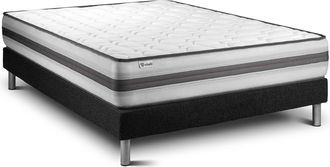 VITALIT Vitalit - Base Tapizada Negro + Colch&oacute;n Con Muelles Y Viscoel&aacute;stica 160 X 200