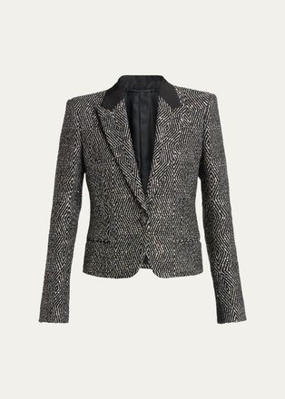 Tom Ford Sequined Wool Tweed Crop Single-Breasted Boyfriend Jacket