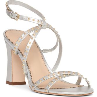 Cinq &agrave; Sept Blair Studded Metallic Sandal in Silver/Gold at Nordstrom, Size 7.5Us