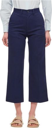 Ralph Lauren Cropped Broek - Dames - Vrijetijds broeken - Blauw - 2XS - Katoen - Broeken