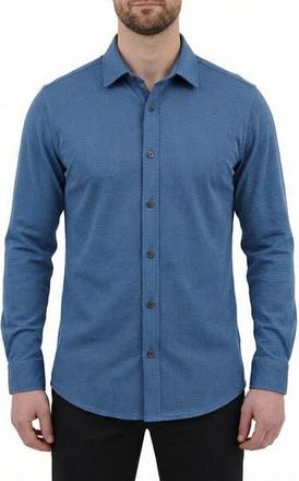 Report Collection Regular Fit Motif Print 4-Way-Stretch Button-Up Shirt in Navy at Nordstrom Rack, Size X-Large