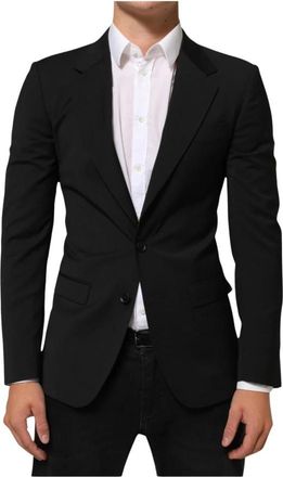 Dolce & Gabbana Staff Tailored Two-Button Suit Jacket Blazer - Heren - Blazers - Zwart - XS - Leer - Jassen