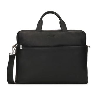 Kazar Zwarte leren laptoptas - Heren - Laptoptassen - Zwart - ONE Size - Leer - Tassen