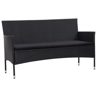 vidaXL Divano Da Giardino A 3 Posti Con Cuscini Nero In Polyrattan Vidaxl