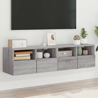 Berkfield Home TV Wall Cabinets 2 pcs Grey Sonoma 60x30x30 cm Engineered Wood | Size: 60 x 30 x 30 cm