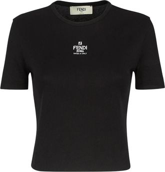 Fendi Cropped Slim-Fitting Top - Dames - T-shirts - Zwart - M - Katoen - Tops