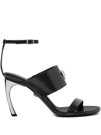 Versace Black Calf Leather Sandals