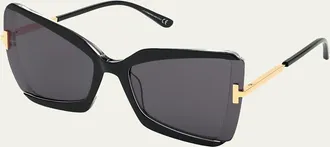 Tom Ford Gia Semi-Rimless Butterfly Sunglasses