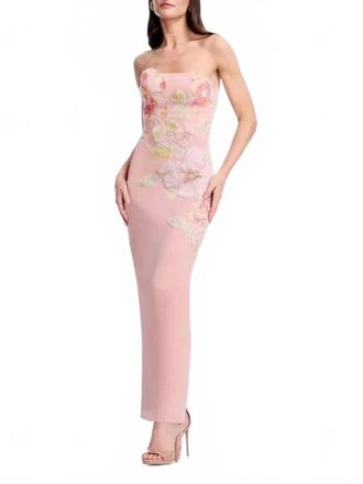 Dress The Population Viviana Floral Column Gown In Pink