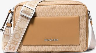 Michael Kors Jet Set Large Signature Logo Print Woven Crossbody Bag
