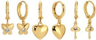 Eye Candy Los Angeles Set of 3 Assorted Drop Huggie Hoop Earrings in Gold at Nordstrom Rack