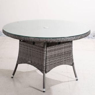 Direct Wicker Outdoor 4-Person Rattan Round Dining Table, Aluminum Frame in Grey | Size: 2 Pack