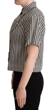 Dolce & Gabbana Womens White Black Fantasy Pattern Shirt Cotton