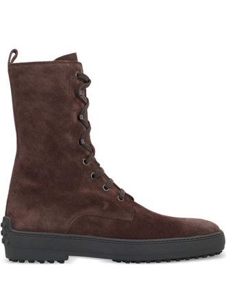 Tod's Tods Stivali Gommino Stringati in Pelle