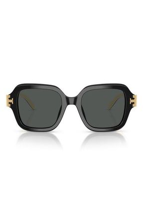 Tory Burch 51mm Polarized Square Sunglasses in Black /Dark Grey at Nordstrom