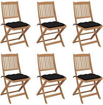 vidaXL Vidaxl - Sillas De Jard&iacute;n Plegables 6 Uds Y Cojines Madera Maciza Acacia