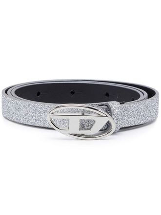 Diesel B-1DR 15 glitter belt - women - Leather/Polyester/Cotton/Polyurethane - 90 - Silver