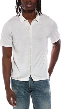 Autumn Cashmere Button Down Contrast Linking Cashmere-Blend Shirt