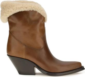 Chlo&eacute; Brown Shearling Trim Boots