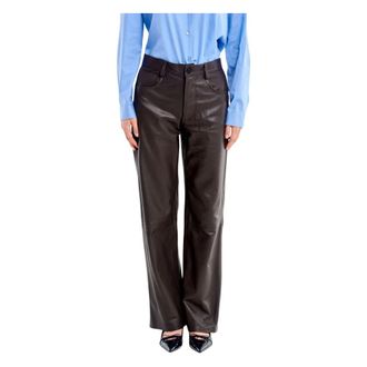 Vicolo Wide Leg Leather Trousers