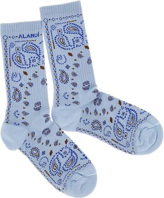 Alanui Cotton-blend socks with Bandana motif Woman One Size