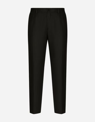 Dolce & Gabbana Linen Pants With Logo Label - Man Pants And Shorts Black Linen 44