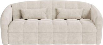 VENTE-UNIQUE.COM Sof&aacute; cama terciopelo 3 plazas beige 200x208cm