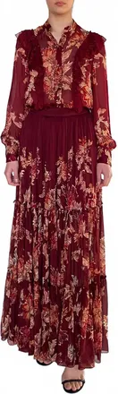 Hemant & Nandita Niya Smocked Top In Maroon